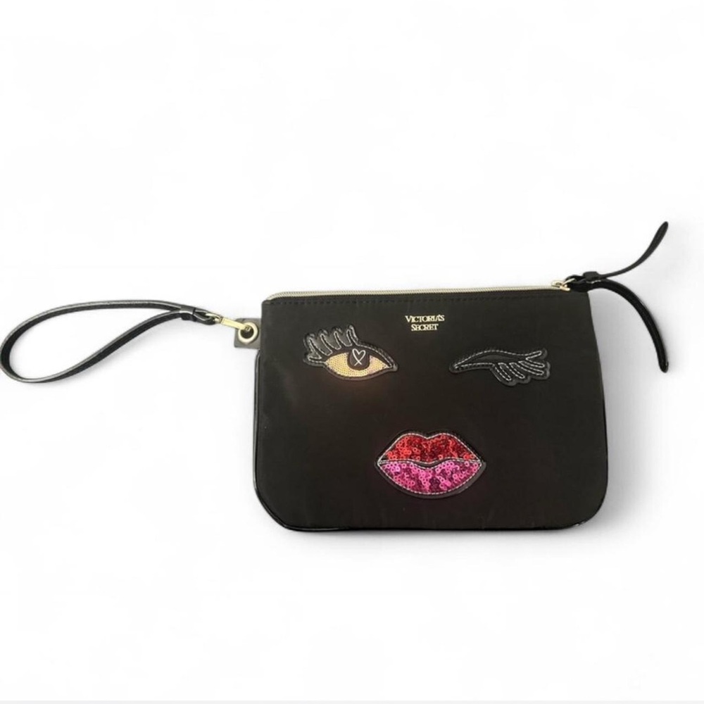 Victoria's Secret Black Clutch with Eye and Lip Motifs